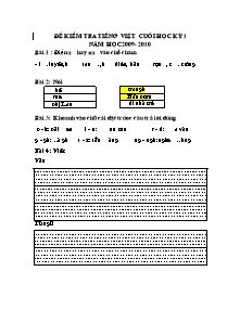 Đề kiểm tra tiếng Việt cuối học kỳ 1 năm học 2009 - 2010
