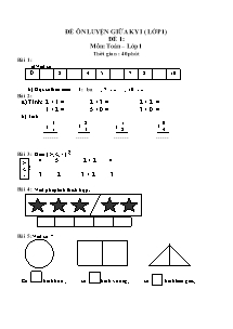 Đề ôn luyện giữa kỳ I (lớp 1) đề 1 môn: Toán lớp 1