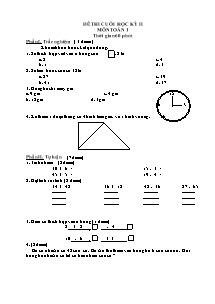 Đề thi cuối học kỳ II môn Toán 1