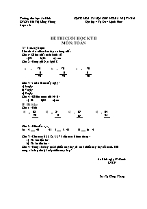 Đề thi cuối học kỳ II môn: Toán