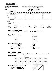 Đề thi cuối học kỳ II năm học môn thi: Toán khối 1