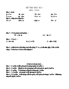 Đề thi học kì 1 môn Toán + Tiếng Việt