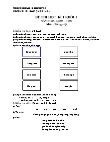 Đề thi học kì I khối 1 năm học: 2008 – 1009 môn: Tiếng Việt
