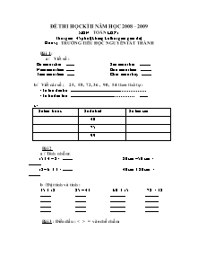 Đề thi học kì II năm học 2008 – 2009 môn: Toán lớp 1