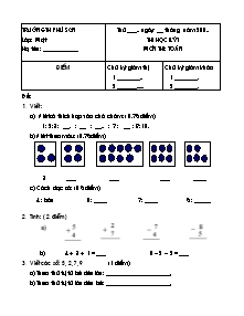 Đề thi học kỳ I môn thi: Toán 1 - Trường TH Phú Sơn