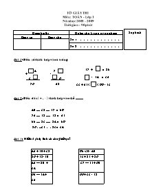 Đè thi môn Toán - Lớp 1 năm học 2008 – 2009