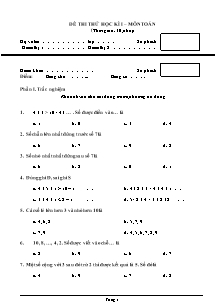 Đề thi thử học kì I – Môn Toán học 1