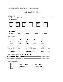 Đề Toán lớp 1 - Trường tiểu học Nguyễn Bá Ngọc