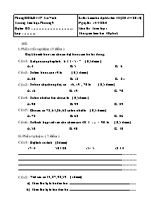 Kì thi kiểm tra định kì lần III (năm 2013 – 2014) Môn thi: Toán lớp 1