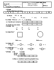 Kiểm tra cuối học kì 1 (năm 2009 - 2010) môn: Toán lớp 1