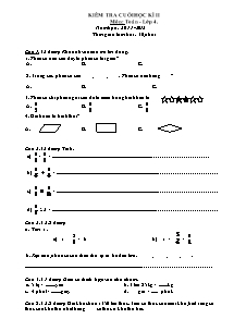 Kiểm tra cuối học kì II môn: Toán - Lớp 4 năm học 2011 - 2012
