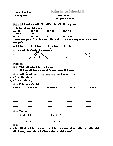 Kiểm tra cuối học kì II Môn: Toán - Trường Tiểu học Khương Tiên