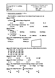 Kiểm tra cuối học kỳ 2 năm học 2010 - 2011 môn: Toán 5