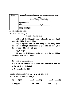 Kiểm tra cuối học kỳ I lớp I năm 2009 - 2010 môn: Tiếng Việt