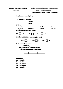 Kiểm tra cuối học kỳ I năm học 2008 - 2009 môn  Toán lớp một