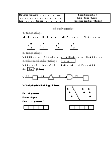 Kiểm tra cuối kỳ I môn: Toán - Lớp 1