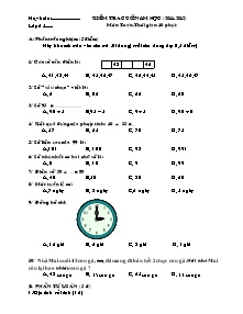 Kiểm tra cuối năm học (năm 2011 - 2012) môn: Toán 1