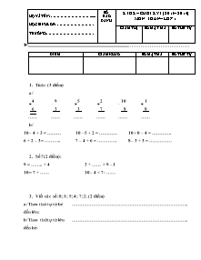 Kiểm tra định kì cuối kỳ I (năm 2013 – 2014) môn: Toán lớp 1