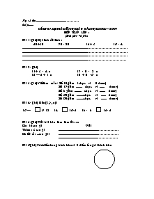 Kiểm tra định kì giữa học kì II - Năm học 2006 – 2007 môn Toán lớp 1