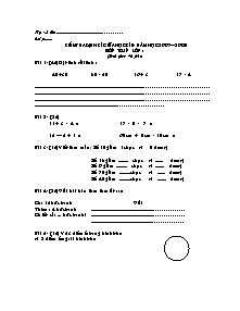 Kiểm tra định kì giữa học kì II - Năm học 2007 – 2008 môn Toán lớp 1