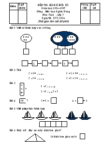 Kiểm tra định kì giữa kì I năm học 2006 - 2007 - Trường tiểu học Nghĩa Trung môn: Toán học lớp 1