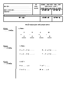 Kiểm tra định kì học kì I (năm học 2006 – 2007) môn Toán lớp 1