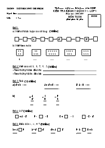 Kiểm tra định kỳ học kỳ I - Lớp 1 năm học: 2008 - 2009 môn Toán - Trường tiểu học Ngô Thì Nhậm