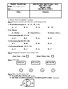 Kiểm tra giữa học kì II (năm 2012 – 2013) môn: Toán - Lớp 1 - Trường TH Long Hoà