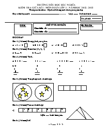Kiểm tra giữa kì I - Môn Toán lớp 1 - Năm học 2012 - 2013
