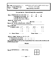 Kiểm tra giữa kỳ II môn Toán lớp 1 năm học: 2013 - 2014 - Trường TH Hứa Tạo