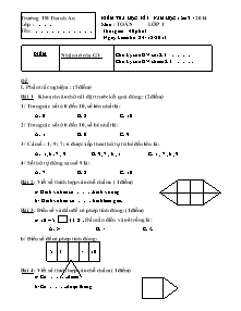 Kiểm tra học kì I năm học : 2013 - 2014 môn Toán lớp 1 - Trường Th Thanh An