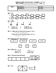 Kiểm tra môn Toán giữa kỳ I - Năm học: 2013 - 2014