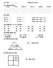 Kiểm tra Toán khối 1 - Học kì II