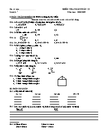 Kiểm tra Toán (tuần 22) năm học: 2008 - 2009