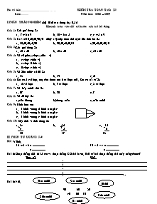 Kiểm tra toán (tuần 23) năm học: 2008 – 2009