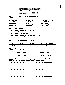 Kỳ thi khảo sát giữa kỳ I năm học 2009 - 2010 môn Toán lớp 5