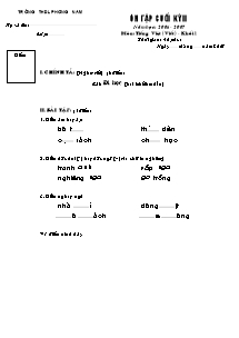 Ôn tập cuối kỳ II năm học: 2006 - 2007 môn: Tiếng Việt (viết) - Khối 1