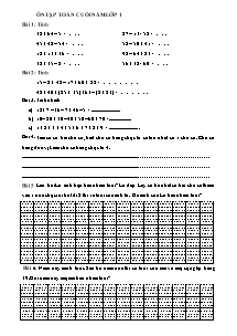 Ôn tập Toán cuối năm khối 1