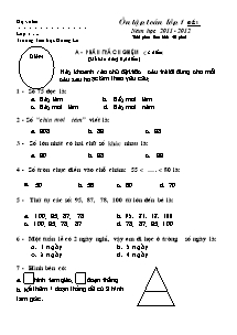 Ôn tập Toán lớp 1 - Đề 1 năm học 2011 - 2012 - Trường Tiểu học Hoàng Lê