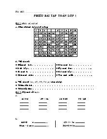 Phiếu bài tập Toán lớp 1