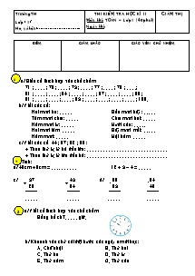 Thi kiểm tra học kì II môn thi: Toán lớp 1