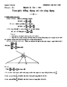 Bồi dưỡng học sinh giỏi môn Toán - Tam giác đồng dạng và các ứng dụng