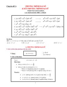 Chuyên đề 1: Phương trình đại số và bất phương trình đại số