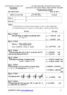 Đề thi chọn học sinh giỏi lớp 12 BTTH - Giải toán bằng máy tính CASIO năm học 2006 - 2007