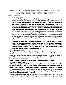 Một số biện pháp dạy bồi dưỡng cảm thụ văn học cho học sinh giỏi khối 5