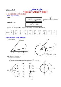 Toán - Chuyên đề 7: Lượng giác
