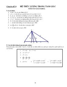 Toán - Chuyên đề 9: Hệ thức lượng trong tam giác