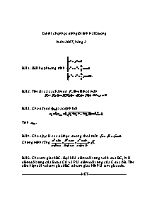Đề thi chọn học sinh giỏi tỉnh Hải Dương, năm 2007, vòng 2