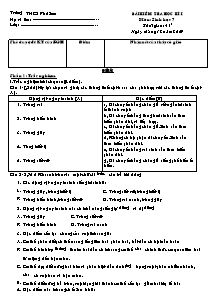 Bài kiểm tra học kì I môn: Sinh học 7 - Trường THCS Phú Sơn