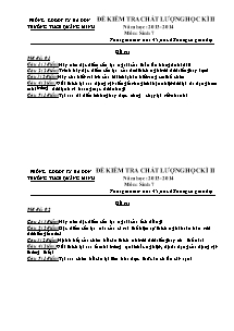 Đề kiểm tra chất lượng học kì II năm học 2013 - 2014 môn: Sinh 7